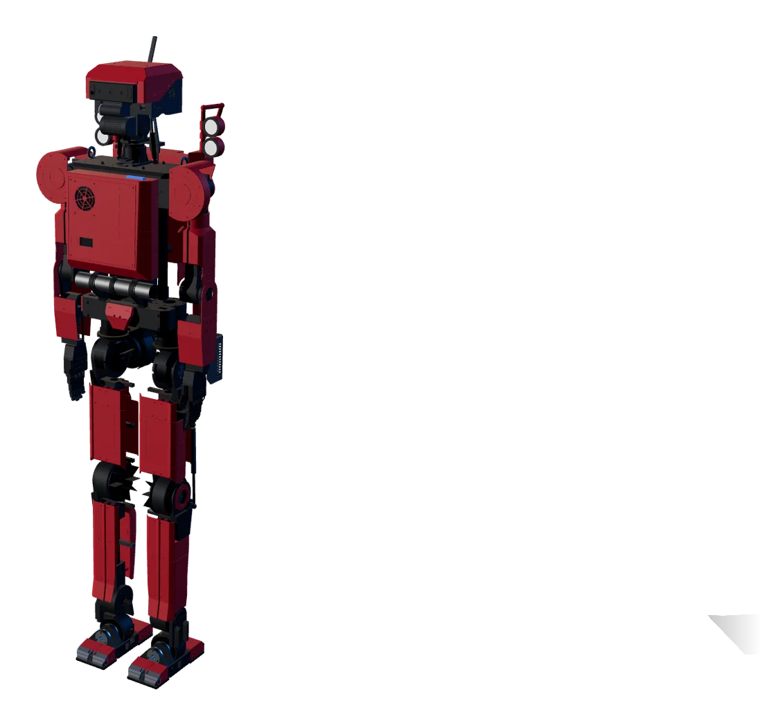 Full-size humanoid security droid designed by BuildPCB, assembled